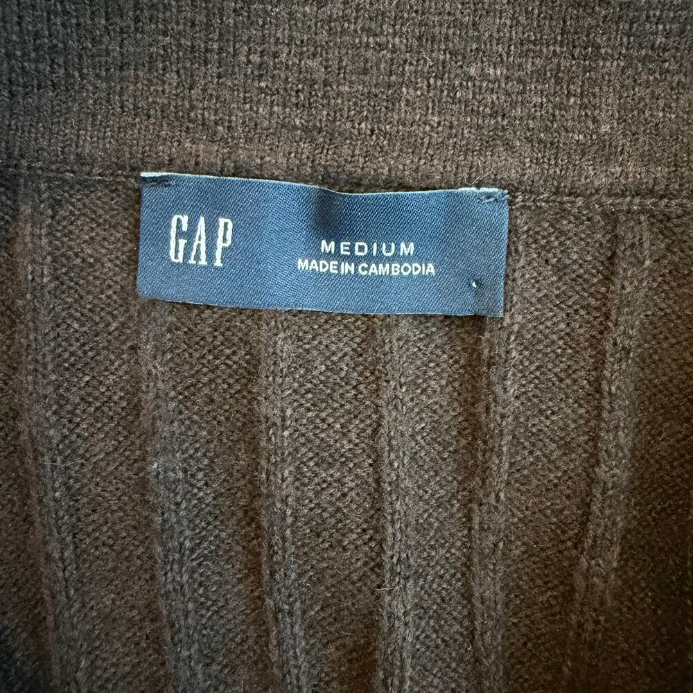 GAP Chocolate, Ribbed, Collared, Henley, Long Sleeve Sweater Dress- M - Picture 3 of 8